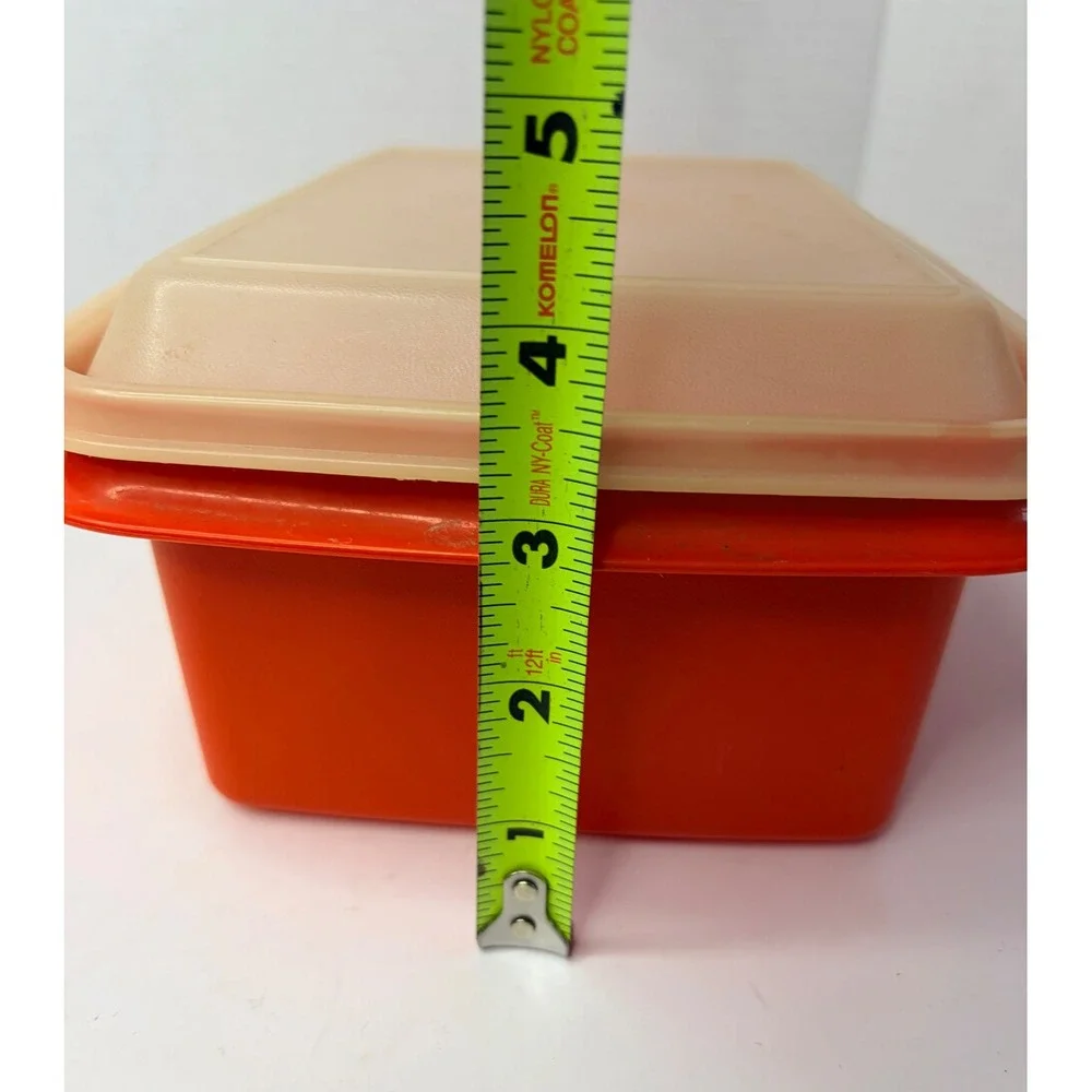 Vintage Tupperware Orange Servalier Rectangular Food Storage Container with Lid